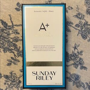 Sunday Riley A+ Retinoid Serum in Blue and White Packaging